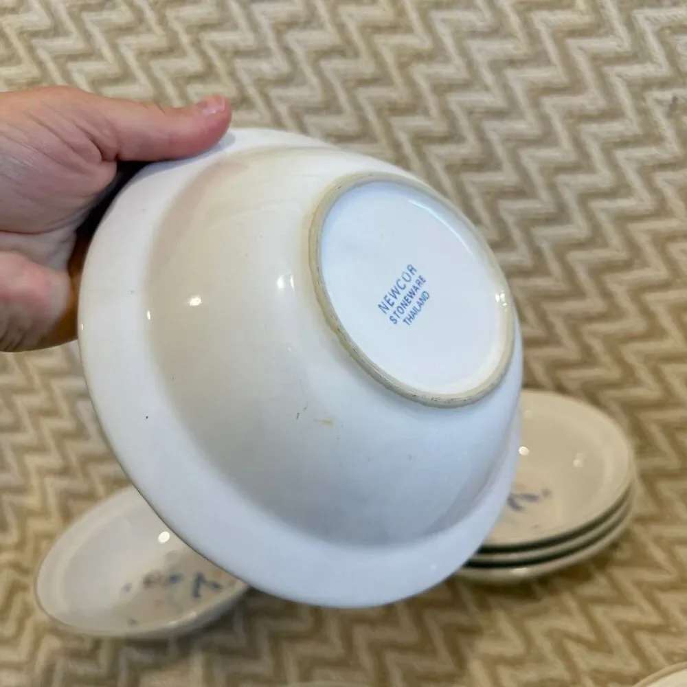 Vintage 1987 Newcor Stoneware Countryside Goose Cereal Soup Bowls Set of 7